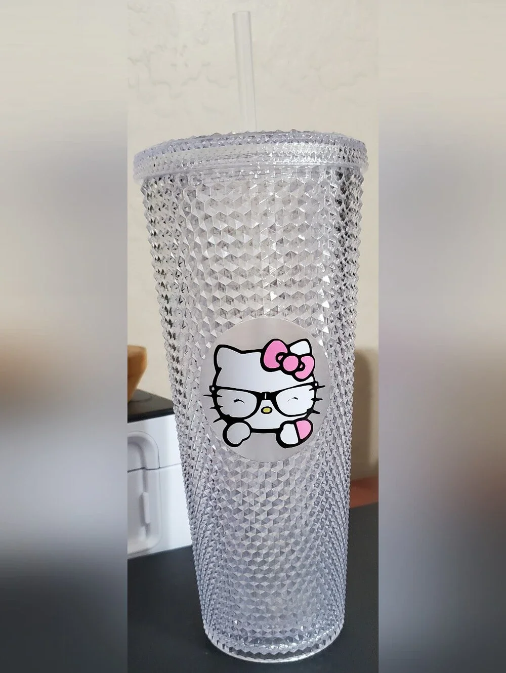 Hello Kitty Clear Studded Tumbler with Pink Bow